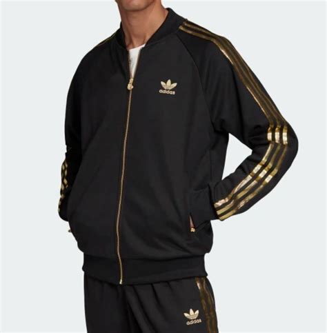 adidas superstar jacket black gold